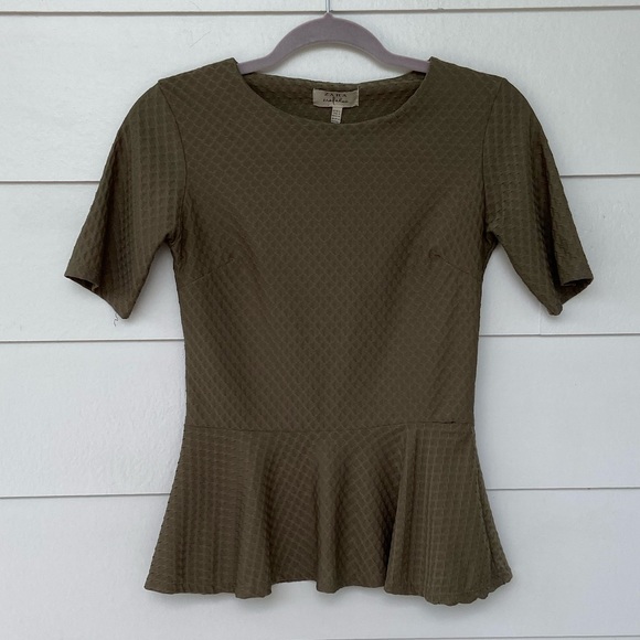 Zara Tops - Zara Green Textured Peplum Blouse Small